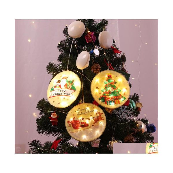 Decorazioni natalizie Famiglia Led Luci colorate Ornamento Moda Stickable Buon Natale Parole Babbo Natale Modello Energia Savi Dhgam