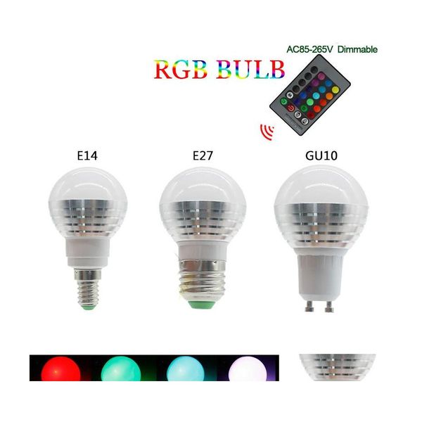 LED-Lampen, 16 Farben, LED-BBS, 85265 V, E27, E14, GU10, magisches Nachtlicht, 24-Tasten-Fernbedienung, dimmbar, Bühnen-Drop-Lieferung, Beleuchtung, Otb3K