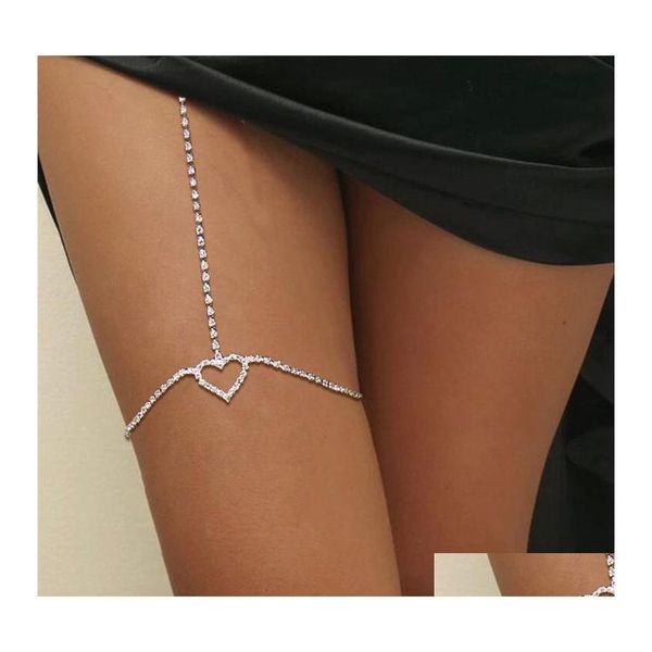 Cadeias de barriga Cora￧￣o de diamante Corrente da barriga Cadeia de moda simples Mulheres j￳ias Correntes da cintura Sexy shinestone banhado Sier Gold 5930 Q2 D DHJRU