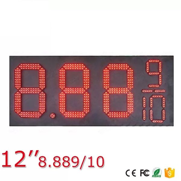 Ön erişim kırmızı renk 12 inç açık yüksek parlaklık su geçirmez 7 segment dijital numara LED Gasil fiyat tabelası tahtası