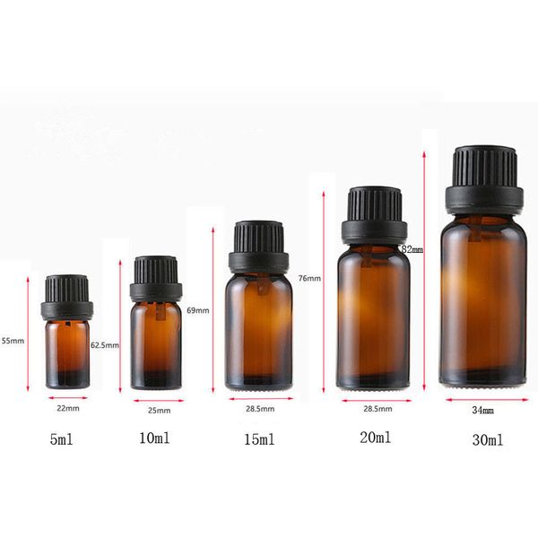 Makyaj Araçları 24 PCS 5ML10ML15ML20ML30ML Amber Kahverengi Cam Euro Damlalı Şişeler Esansiyel Yağ Sıvı Aromaterapi Pipo Şişeleri Kaplar 221205