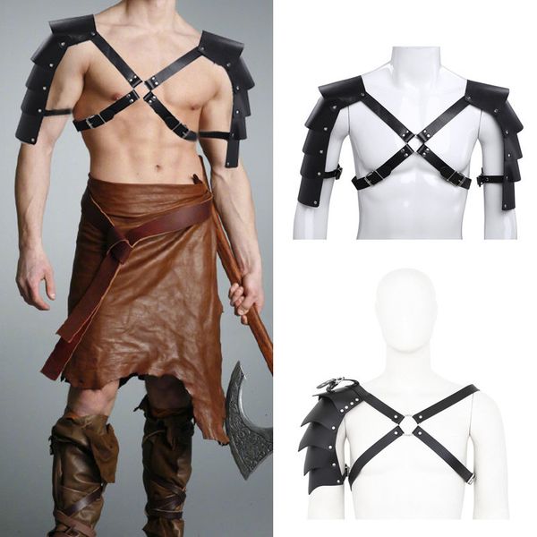 Hosenträger 1 Stück Herren Hosenträger Vintage Gothic Ritter Schultergurte Verstellbare PU-Ledergeschirr Mode Hosenträger Rüstung Cosplay Zubehör 221205