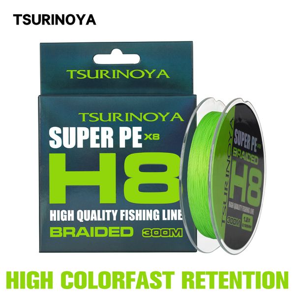 Линия оплетки Tsurinoya 300M 150M 100M 8 Переплетения PE Рыбалка H8 UltraLong Casting 8 Strand Prouded Multifilament 1450LB 221206