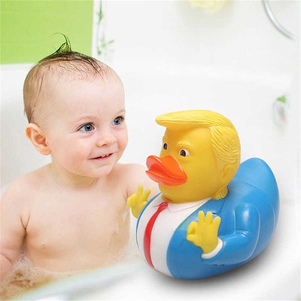 Bagnetto Trump Suoni divertenti da spremere Squeaky Bathly Shower Piscine Galleggiante Anatra gialla Giocattolo per bambini all'ingrosso