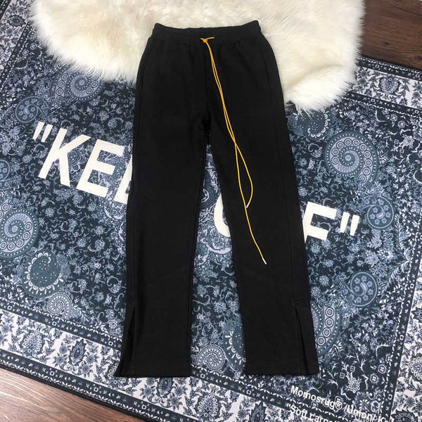 Männer Hosen Hip Hop Split Gabel Askyurself Sweatpant Männer Frauen High Street Terry Casual Gelb Lange Kordelzug Gummiband Hosen tasche T221205