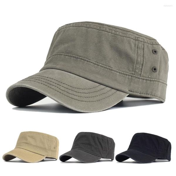 Boinas de algodão lavado de alta qualidade Capinho plano Casual Caps Mulheres homens Cadete Cap limite de design único vintage ajustável