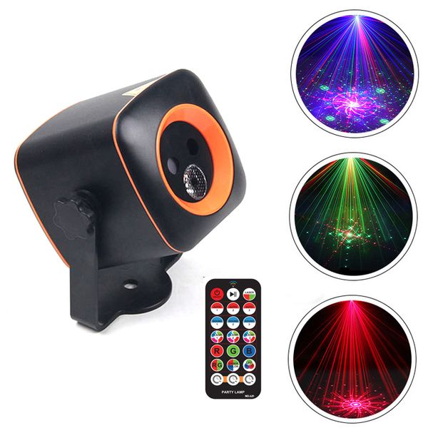 RGB Светодиодный лазерный проектор Party Light 32 Patterns RG Laser Strobe Stage Light с пультом дистанционного управления для вечеринки ночной клуб Disco DJ Stage Lights встроенный батарея