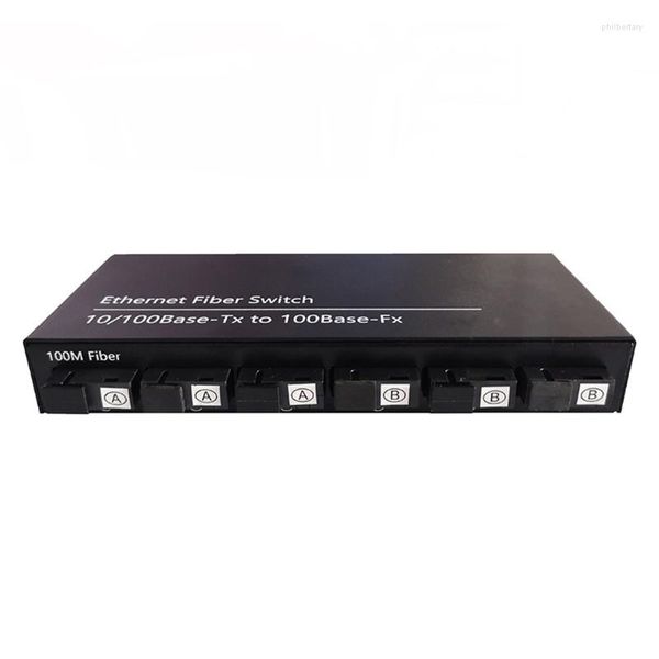 Equipamento de fibra óptica 6 portas 10/100m interruptor Ethernet 6 Optical 2 Electric 25km UTP rápido com fonte de alimentação 5V 2A