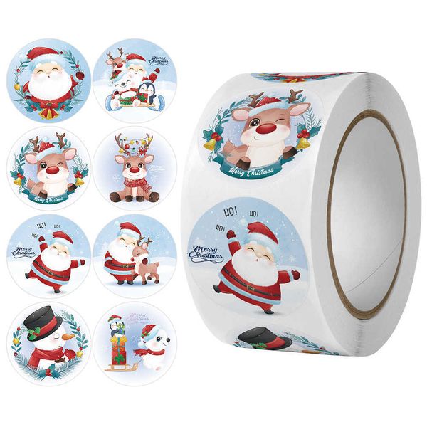 100-500 Pz Cartone Animato Buon Natale Adesivo Babbo Natale Adesivo Adesivi Decorativi per Regali di Natale Buste Sigilli Carte Pacchetti