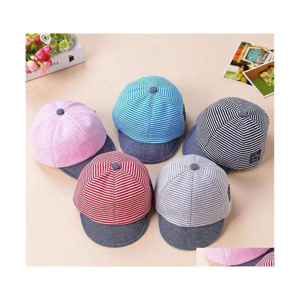 Cappelli da festa cappelli design a strisce per neonati berretto da baseball grazioso cotone 620 mesi ragazzi girls sun morlum autunno pick inventario all'ingrosso dhamg