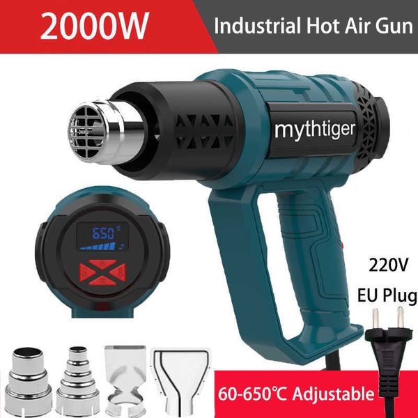 Secador de cabelo industrial, pistola de calor, 2000w, pistola de ar quente, secador de ar para solda, soprador térmico, estação de solda, ferramentas de embalagem retrátil