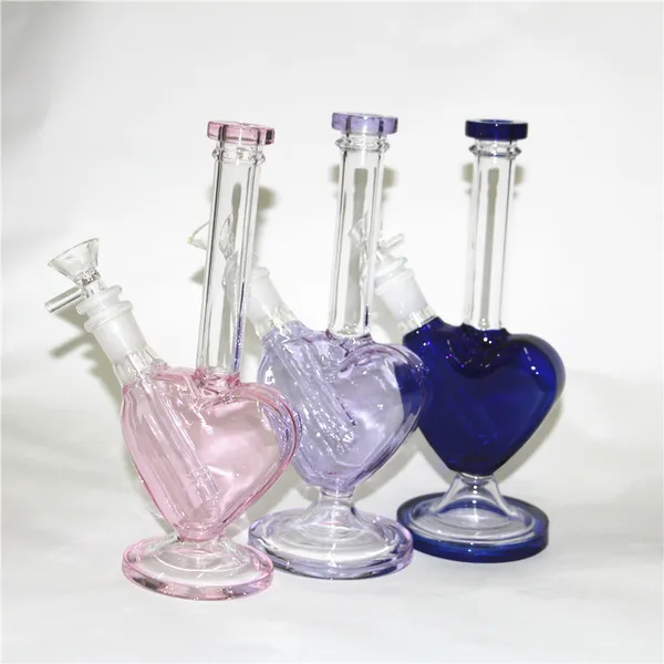 9 Zoll Rauch schöne Liebe Shisha Wasserpfeife herzförmige Glasbongs Bohrinsel Dicke zum Rauchen Quarz Banger Nagel