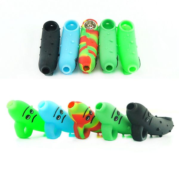 Tubos de silicone coloridos anel de dedo port￡til de dedo seco erva de tabaco metal filtro poroso Pipes manuais projetos inovadores fumando fumar cigarro de cigarro