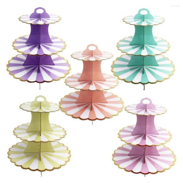 Backware -Werkzeuge 3 Tier zusammenkapseliger Papp Cupcake Stand Cake Food Display Turmhalter Tablett