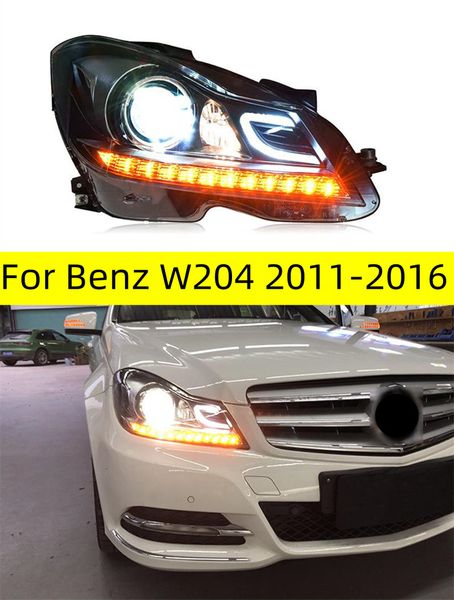 Accessori auto fari per Benz W204 Testa Della Lampada 20 11-20 16 Fendinebbia Luci diurne Luce di marcia diurna DRL H7 LED Bi Lampadina allo xeno C200 C260 Faro