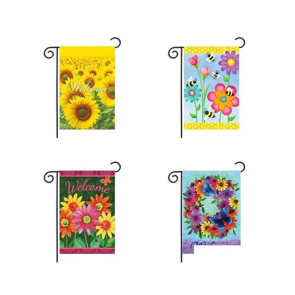 Bahçe Dekorasyonları 30x45cm Çim Dekorat Ayçiçeği Bayrakları Su Geçirmez Şifreleme Keten Bayrak Festivali Banner Dhhq2'nin güzel yüklenmesi kolay