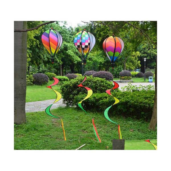 Decorações de jardim Rainbow Air Balloon listras coloridas Decoração da escola de jardim Balões criativos Spinner de vento com fita colorida dhrhi