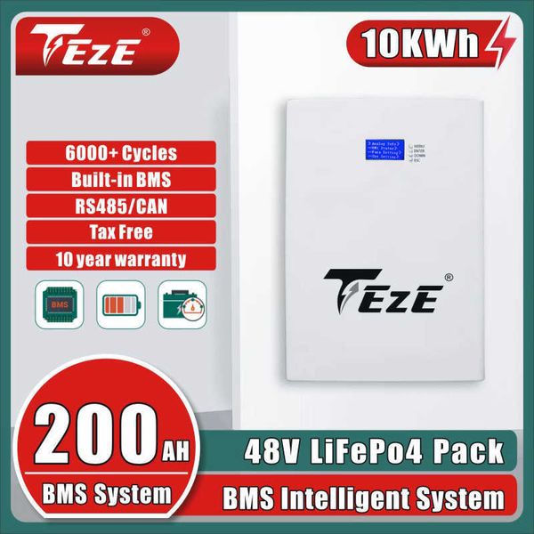 Batteria 48V 200Ah 51V LifePo4 10Kwh 15Kwh PowerWall Batteria di accumulo di energia domestica BMS incorporato Elettricità di backup della casa solare