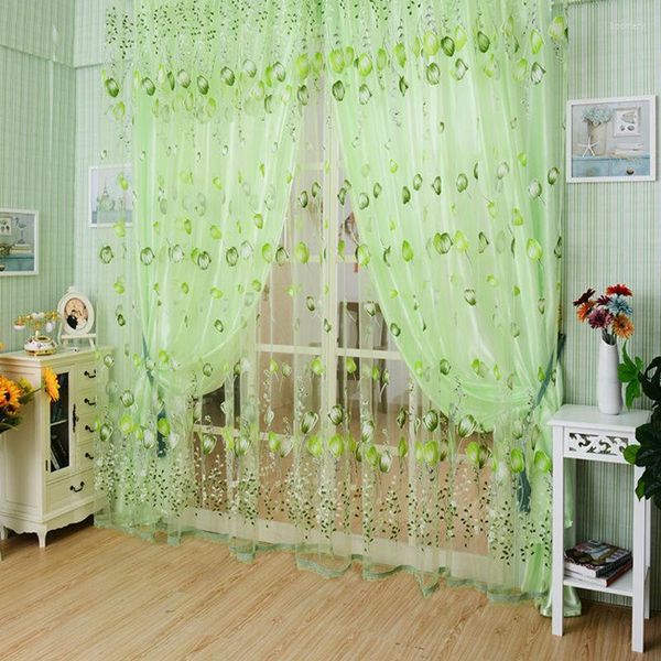 Tenda Moda Voile Chic Room Tulip Flower Sheer Home Decoration