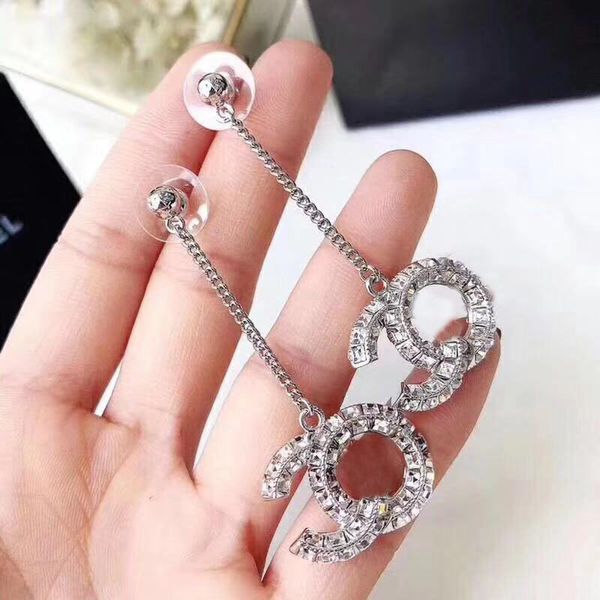 Mode Dangle Ohrringe Crystal Drop Ohrring Areten Orecchini für Frauen Party Hochzeit Verlobungsliebhaber Geschenkschmuck mit Flanellasche