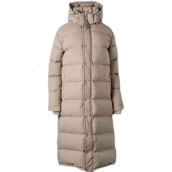 Damen-Herbst- und Winter-Designer-Daunenjacke, extra lang, über dem Knie, verdickte weiße Entendaunen, warm, schlanke Skijacke 2JVJD