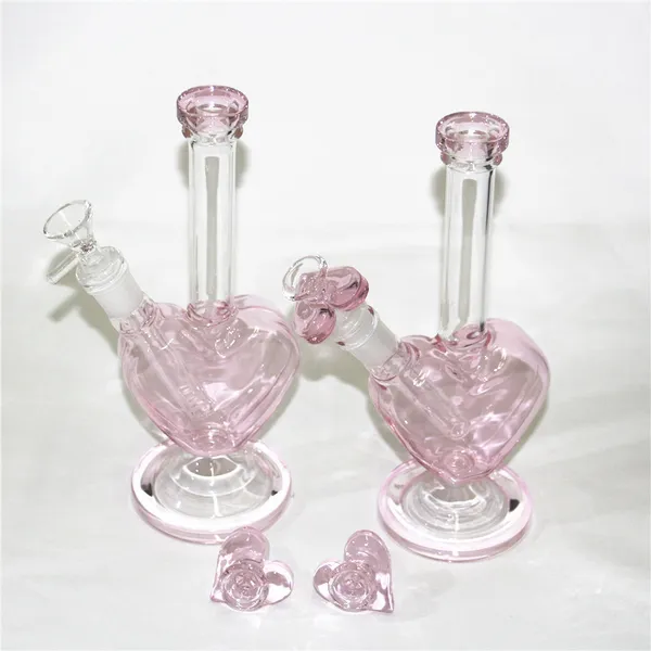 Bellissimi tubi dell'acqua per il caveah che fumano colpi di piattaforma a forma di cuore bongs olio rig shisha bong con ciotola da 14 mm di recupero di recupero adattatori di dabber