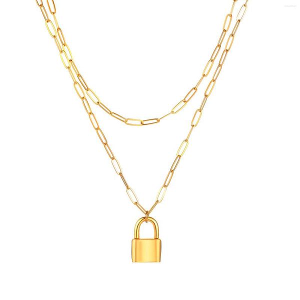 Cadeias de cadeias Colar Chain Gold Pingente de aço inoxidável de aço inoxidável logotipo personalizado Acessórios femininos Jóias para meninas Party Festa Party