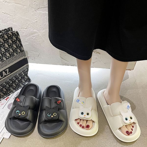 Home Scarpe online Pantofole rosse per la sensazione dei piedi Bianco Nero Summer ins Fashion Outwear Cute Cats Home Sandali con suola morbida Vendite dirette in fabbrica