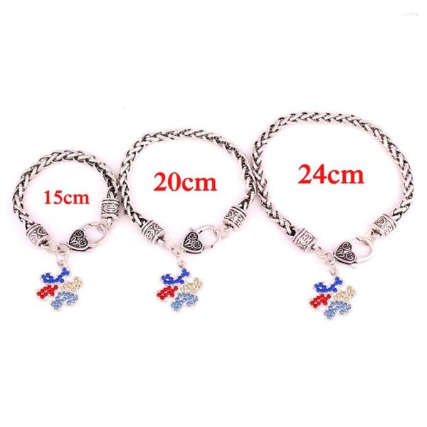 Charm-Armbänder Anhänger-Armband für Damen und Herren, Puzzle-Form, Depressions-Stil, funkelnder bunter Kristall, drei Längen-Tropfen