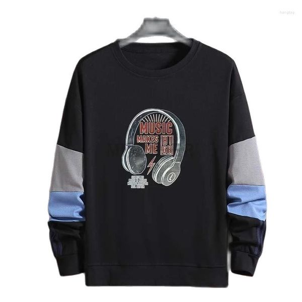 T-shirt da uomo Autunno Inverno Uomo Felpa sportiva Musica Cool High Street Plus Size 8XL 9XL 10XL Cappotto di moda patchwork stile coreano