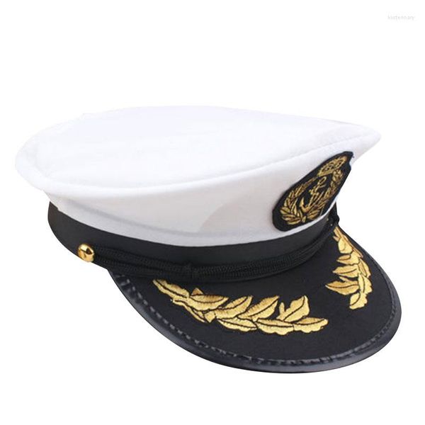 Berretti Intera vendita 5 pezzi Berretti per costumi Cappello Uniforme da prestazione Berretto ottagonale nero Didascalia marina Capitano