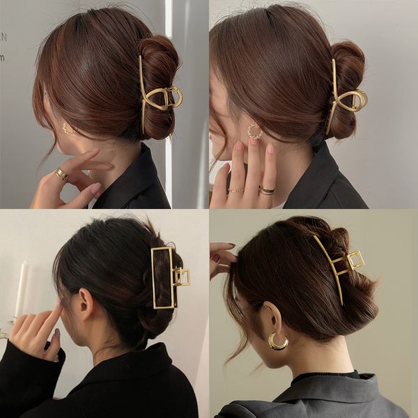 Neue Frauen elegant Gold Silber Metall Haarklaue hohl geometrische Haarklammern Vintage Hairgip Mode Hair Accessoires