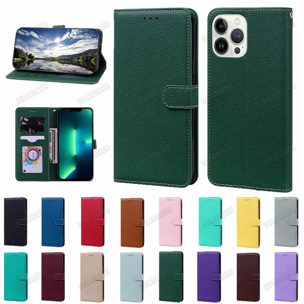 Mehrfarbige PU -Leder -Flip -Telefon -Karten -Brieftaschen -Telefonabdeckung für Samsung S22 plus Ultra iPhone 14 13 12 11 Pro Max X XS XR 7 8