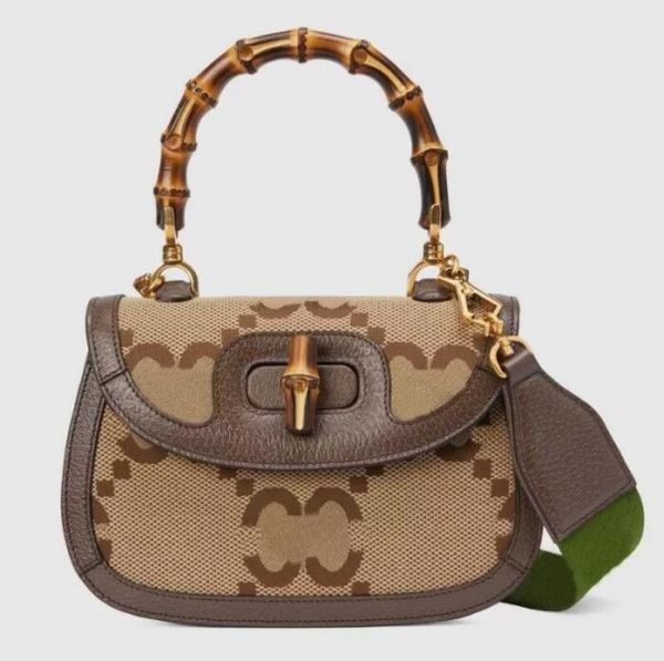 CC Mini borsa in bambù color cammello Borsa di bell'aspetto alla moda Borse a tracolla firmate da donna pratiche e versatili con tracolla larga a righe