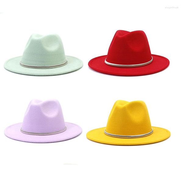 Boinas fedora feminina chapéu fascinador chapéus brancos festas de luxo jazz chap militar inverno para mulheres lã abrangente 7cm