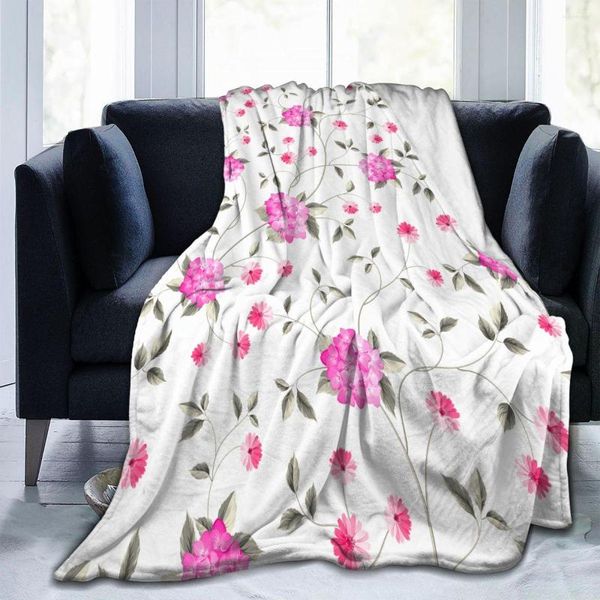 Cobertores cobertores exclusivos para amigos da família Chic Blooming Hydrangea Ilustração Durável Super macio confortável para presente em casa
