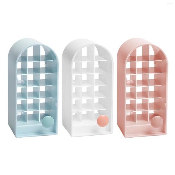 Caixas de armazenamento 18 Espaços Lipstick Holder Lip Gloss Organizer Display Stand Decoração para Glosses de bancada da cômoda