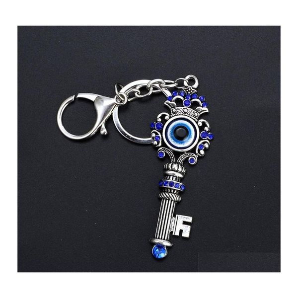 Anéis -chave exclusivos Jóias de anel de cristal azul exclusivo Turquia de boa qualidade Olhe do olho de chaveiro do chaveiro Charme Charm de crianças 1253 B3 Drop Delivery Dhrcn