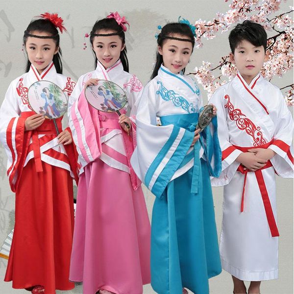 Stage desgaste Djgrster Autumn Kids Tradicional Chinese Dance Trajes infantil meninas fã de manga longa Hanfu Dress Ancient Child Clothing