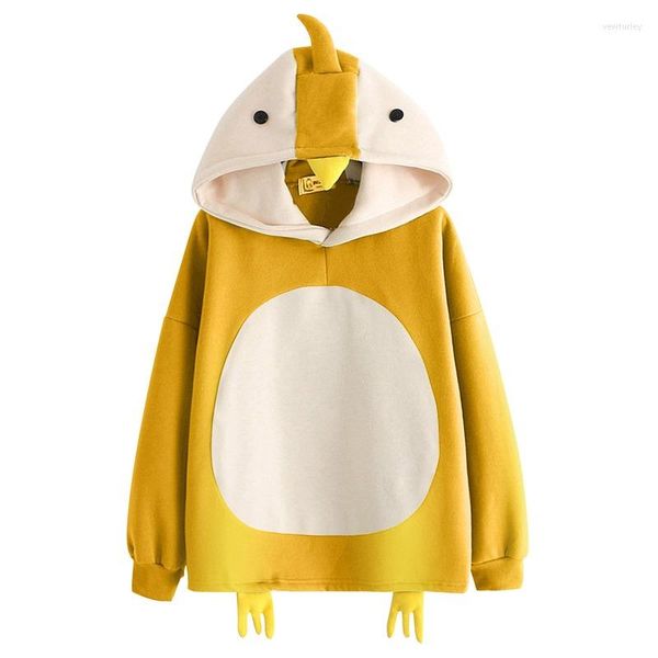 Felpe con cappuccio da donna Felpa con cappuccio da donna Cartoon simpatico stile college pollo peluche manica lunga Sudaderas Para Mujer felpa coreana