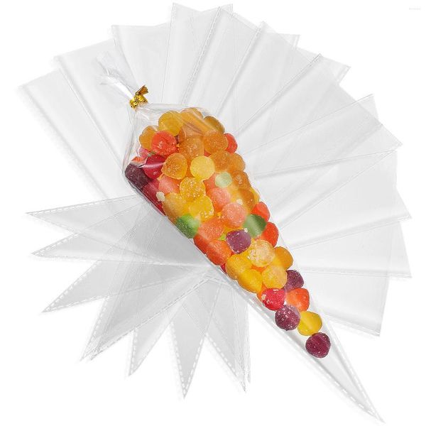 Bolsas de embrulho de presentes Celophane Clear Packing Treat Boly embrulhando cones transparentes Cone Popcorn Cone GiftStorgeties Party Biscuit Party