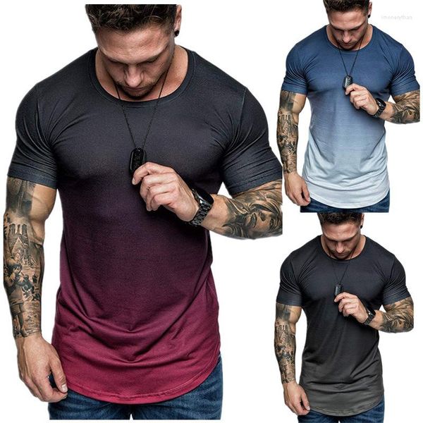 Erkek Tişörtleri Yaz Hızlı Kuru Elastik Kısa Kollu T-Shirt Boya Sıradan Spor Salonu Erkek Spor Tişört Plus Boyut M-5XL Fitness Üstler