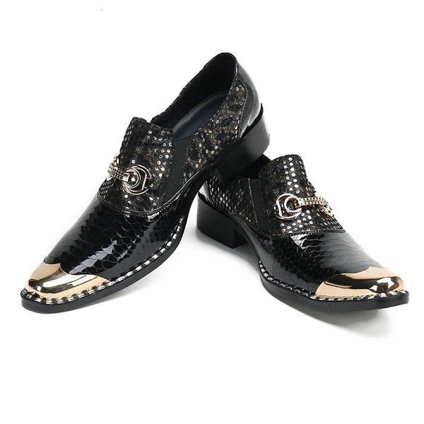 Italienische Art Herrenschuhe Vintage Metall Spitzschuh Chaussure Homme Luxus Männliche Formale Party Wohnungen Hochzeitsschuhe