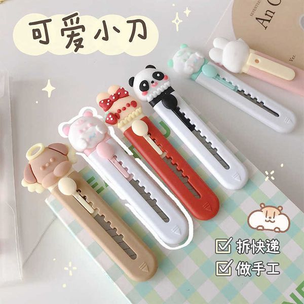 Kawaii Cartoon Animals Mini Portable Ulity Knife Box Cutter Pocket Stretch Tagliacarte Forniture per ufficio scolastico Premi regalo