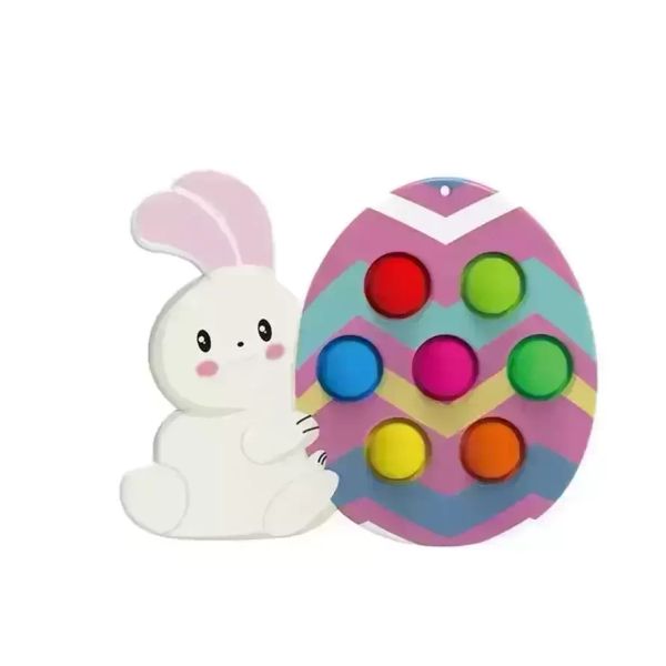 Easter Bunny Egg fidget toys push bubble board portachiavi puzzle sensoriale arcobaleno silicone finger bubble family game FY3520