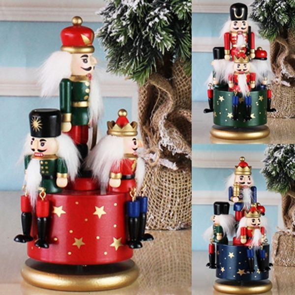 Oggetti decorativi Figurine Natale Schiaccianoci Carillon Base rotonda Compleanno per bambini Decorazione domestica Fatto a mano Fai da te Giocattolo in legno Artigianato Ornamento 221206