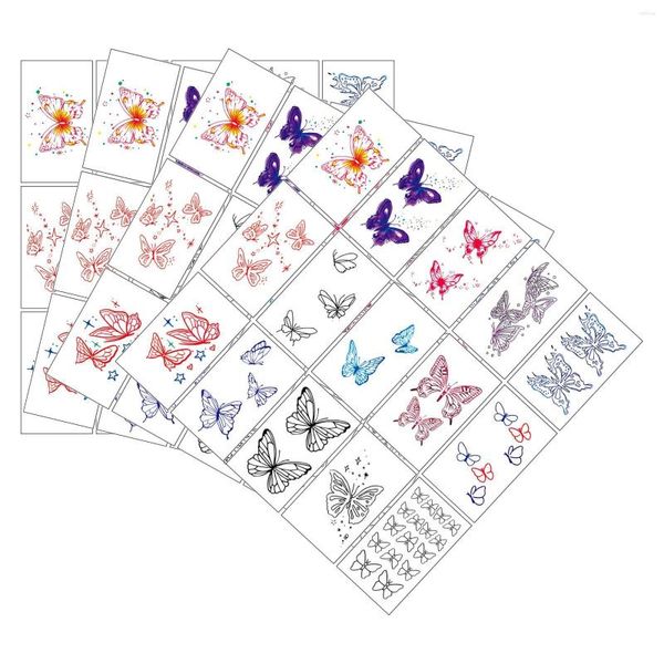 Embrulho de presente 60pcs tatuagens temporárias adesivos de borboleta scrapbook rótulo de embelezamento decoração para vestir rave corpora arte pescoço ombro