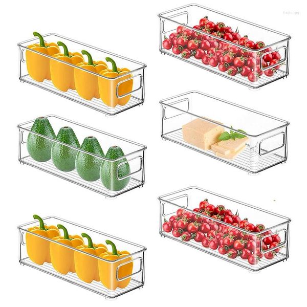 Garrafas de armazenamento Flidge Organizer Conjunto de caixas pequenas empilháveis ​​com alça para armários de despensa de cozinha prateleiras