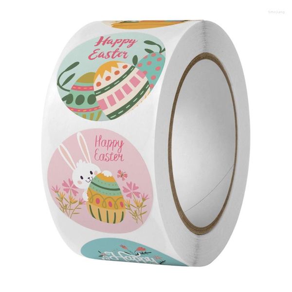 Geschenkpapier P82E 500 stücke Frohe Ostern Aufkleber Nette Eier Selbstklebende Siegeletikett für Party Kinder Box Tasche Dekor handgefertigt