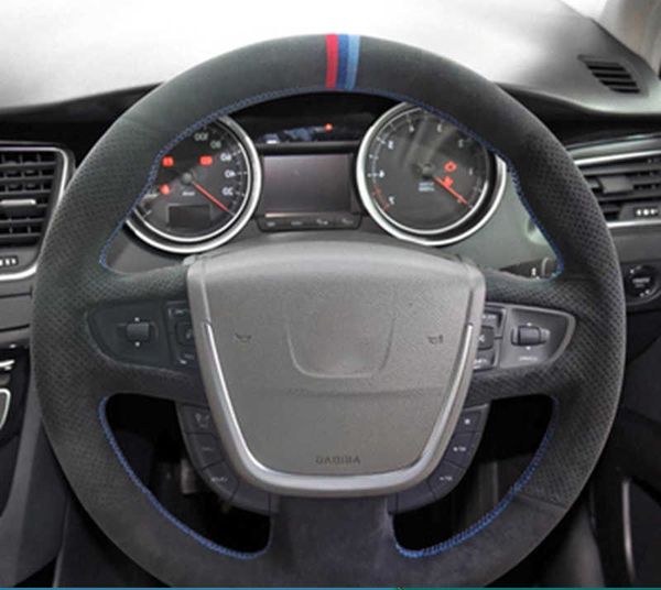 Coprivolante per auto personalizzato Treccia volante originale in pelle scamosciata antiscivolo per Peugeot 508 2011-2008 508 SW 2011-2018